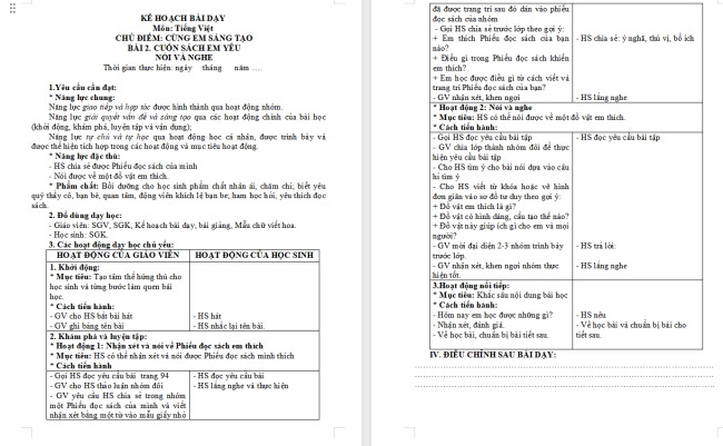 Giáo án Tiếng Việt 3 Bài 2: Nói về một đồ dùng cá nhân dựa vào gợi ý