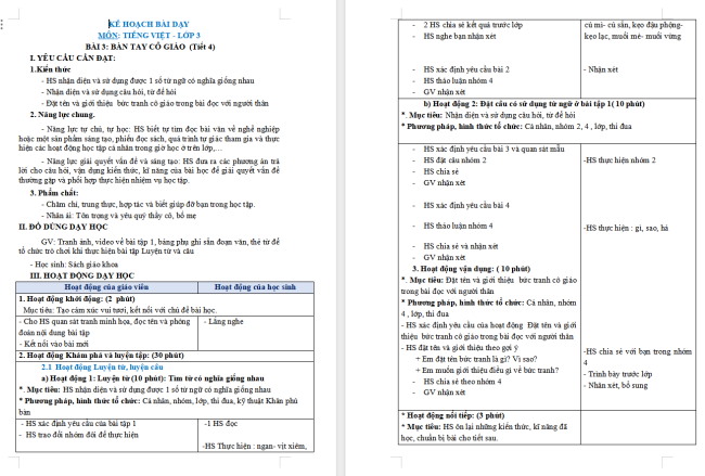 Giáo án Tiếng Việt 3 Bài 3: Từ có nghĩa giống nhau