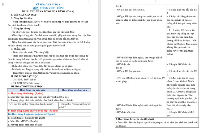 Giáo án Tiếng Việt 3 Bài 1: Mở rộng vốn từ Bạn bè