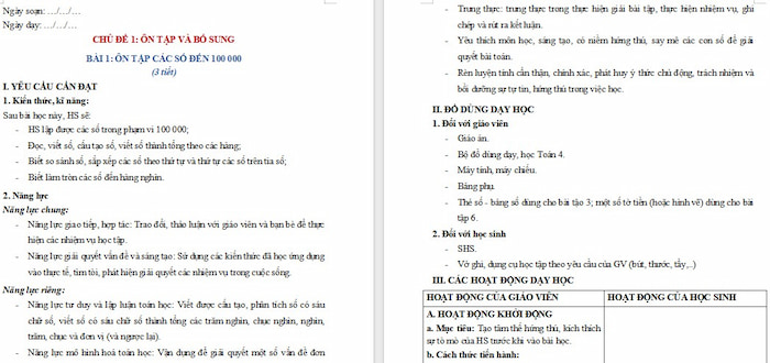 Giáo án Toán 4: Ôn tập các số đến 100 000