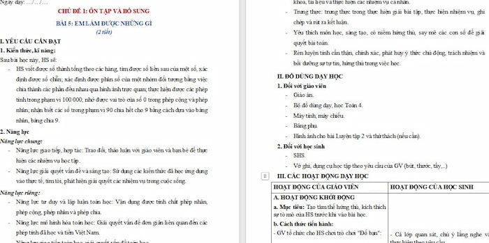Giáo án Toán 4: Bài toán liên quan đến rút về đơn vị
