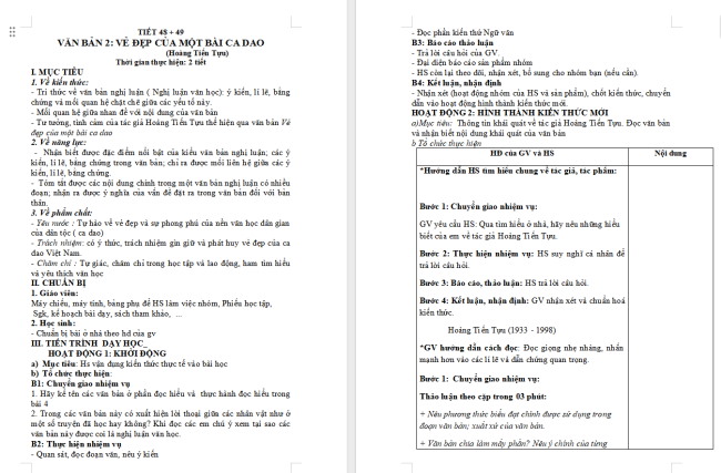 Giáo án Văn 6 Bài 4: Vẻ đẹp của một bài ca dao