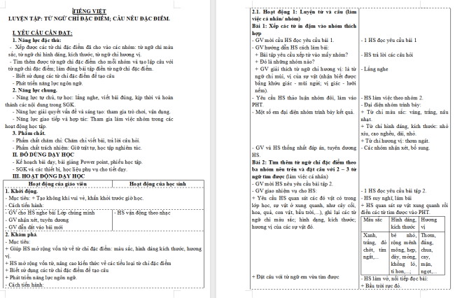 Giáo án Tiếng Việt 3 Bài 4: Từ ngữ chỉ đặc điểm, câu nêu đặc điểm