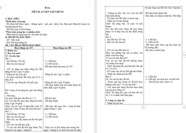 Giáo án Toán 2 Bài 32: Luyện tập chung
