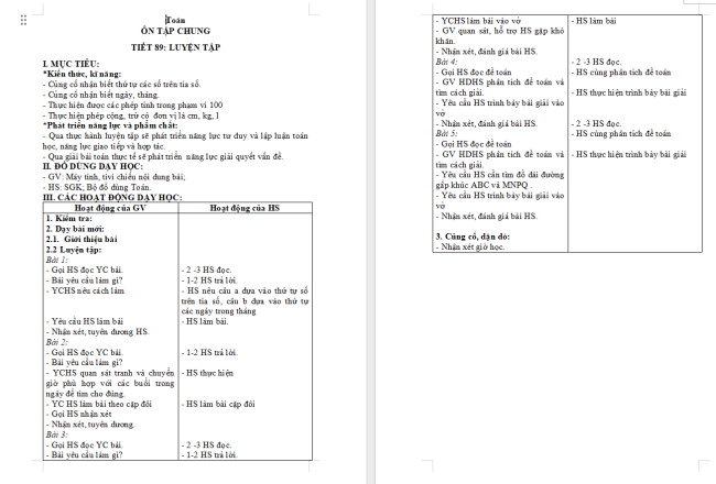 Giáo án Toán 2 Bài 36: Ôn tập chung