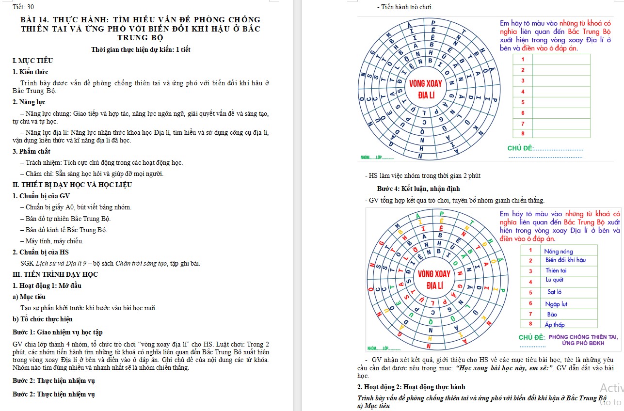 Giáo án Bài 14 Địa lí 9 Chân trời sáng tạo