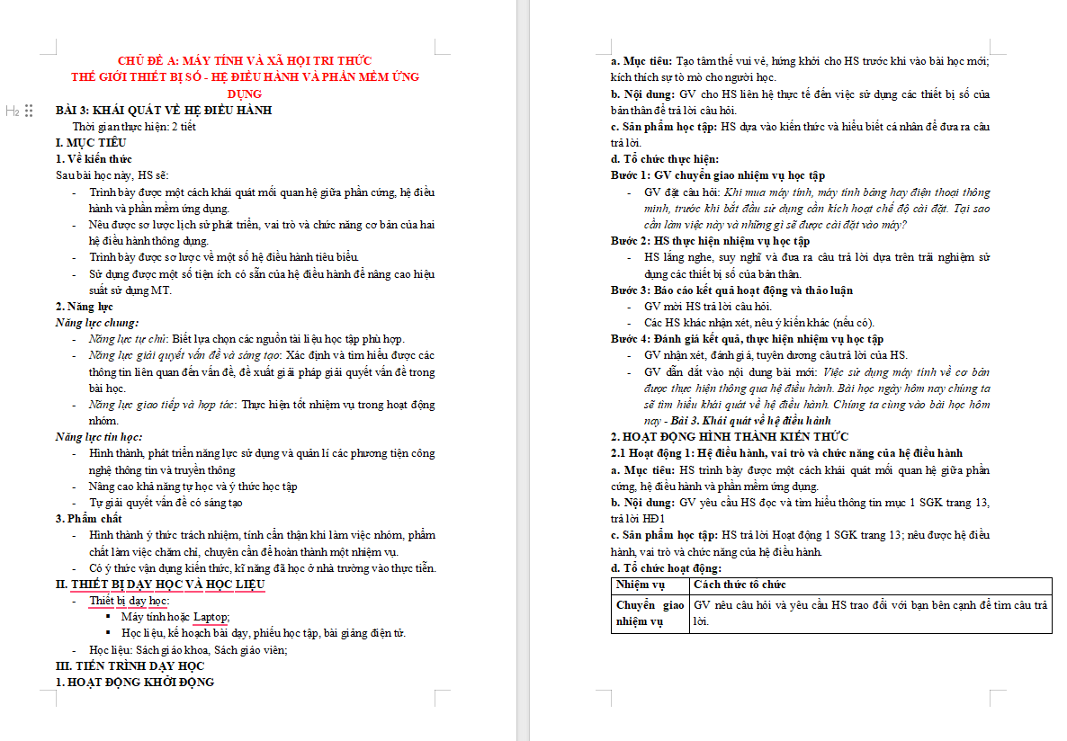 Tin học 11 Bài 3: Khái quát về hệ điều hành