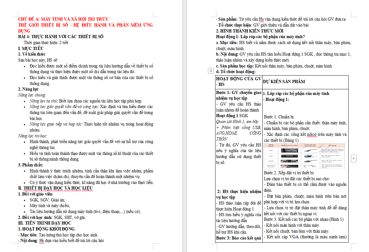 Tin học 11 Bài 4: Thực hành với các thiết bị số
