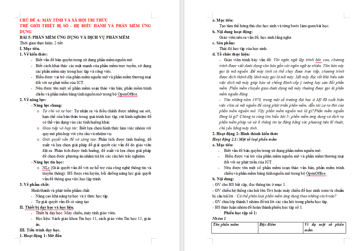 Tin học 11 Bài 5: Phần mềm ứng dụng và dịch vụ phần mềm