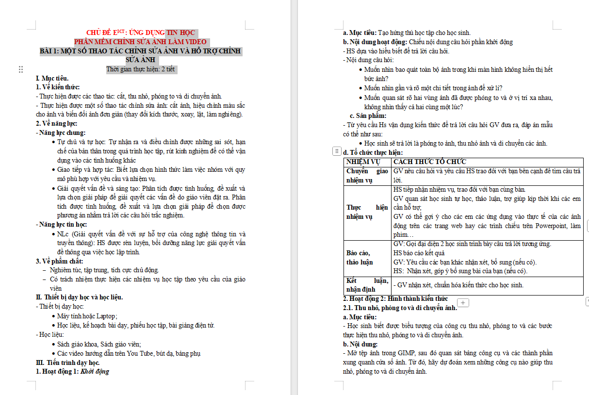 Một số thao tác chỉnh sửa ảnh và hỗ trợ chỉnh sửa ảnh trong phần mềm GIMP