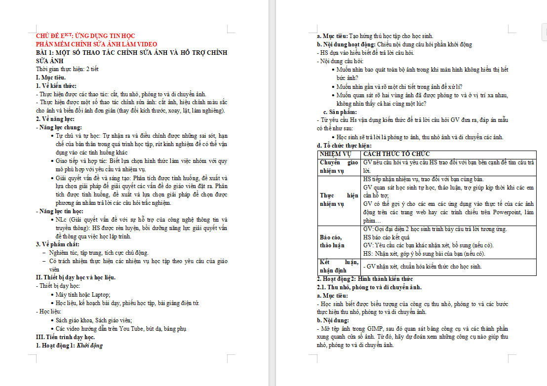 Một số thao tác chỉnh sửa ảnh và hỗ trợ chỉnh sửa ảnh trong phần mềm GIMP