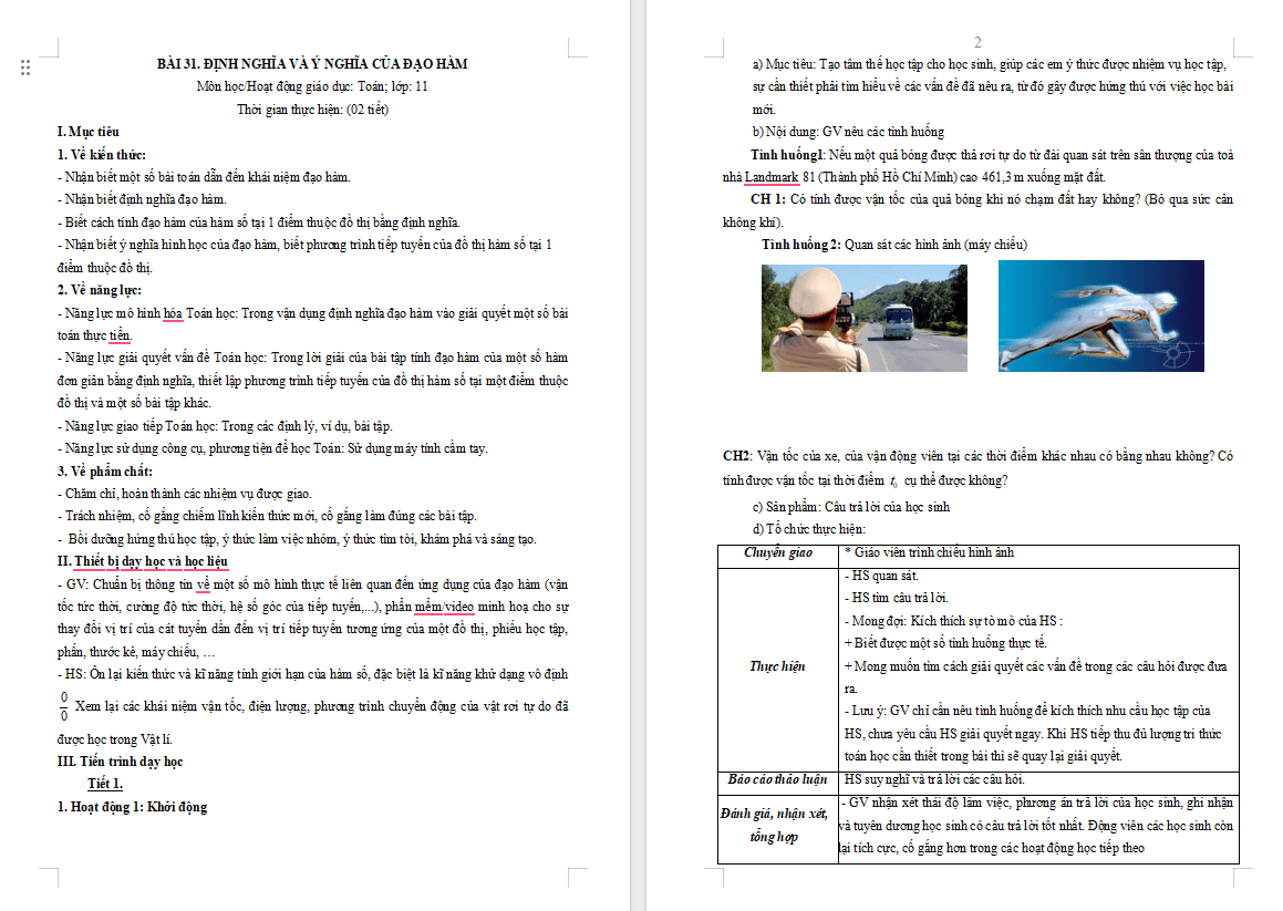  Định nghĩa và ý nghĩa của đạo hàm