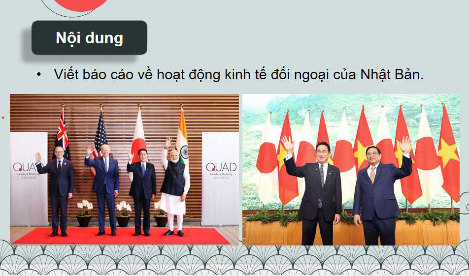 Thực hành viết báo cáo về hoạt động kinh tế đối ngoại của Nhật Bản