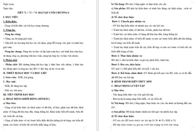 Giáo án Toán 6 Bài tập cuối chương 4