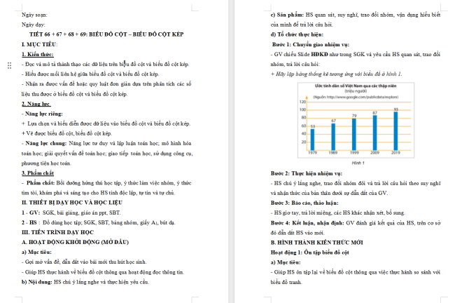Giáo án Toán 6 Bài 4: Biểu đồ cột - Biểu đồ cột kép