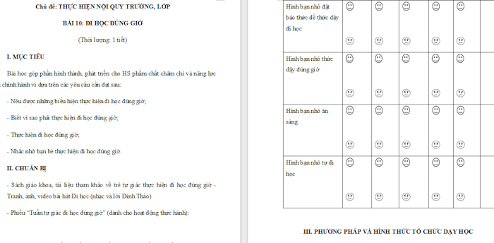 Giáo án Đạo đức 1: Đi học đúng giờ
