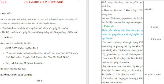 Giáo án Đạo đức 1: Chăm sóc, giúp đỡ em nhỏ