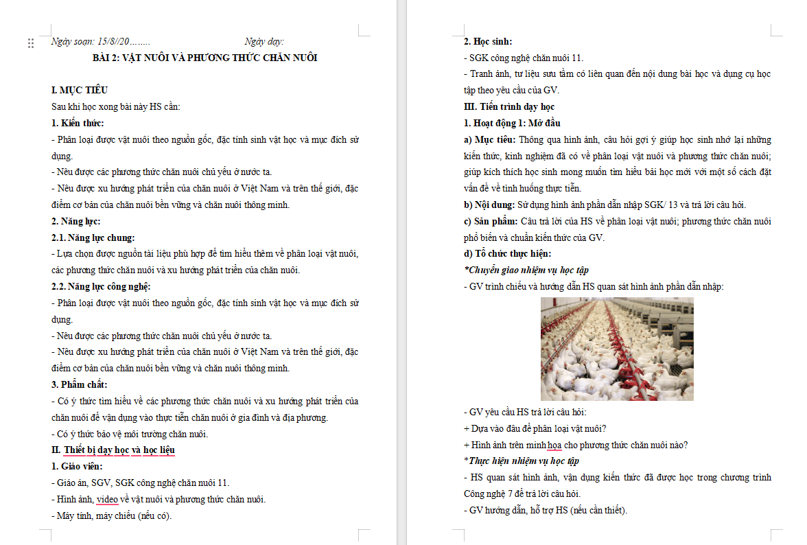 Vật nuôi và phương thức chăn nuôi