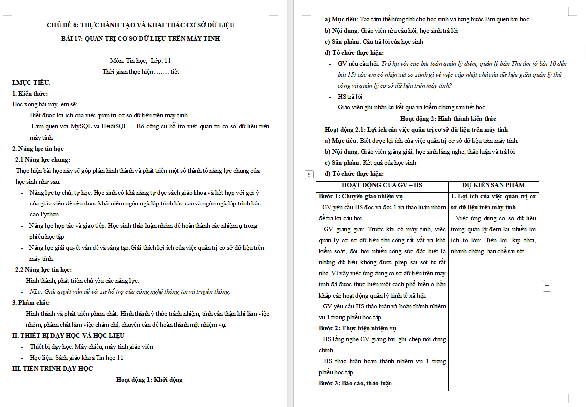 Quản trị cơ sở dữ liệu trên máy tính