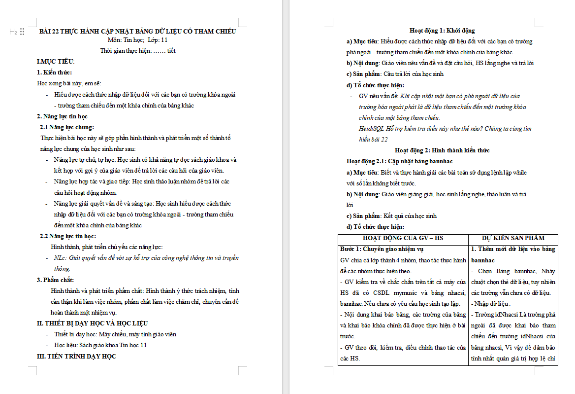 Thực hành cập nhật bảng dữ liệu có tham chiếu