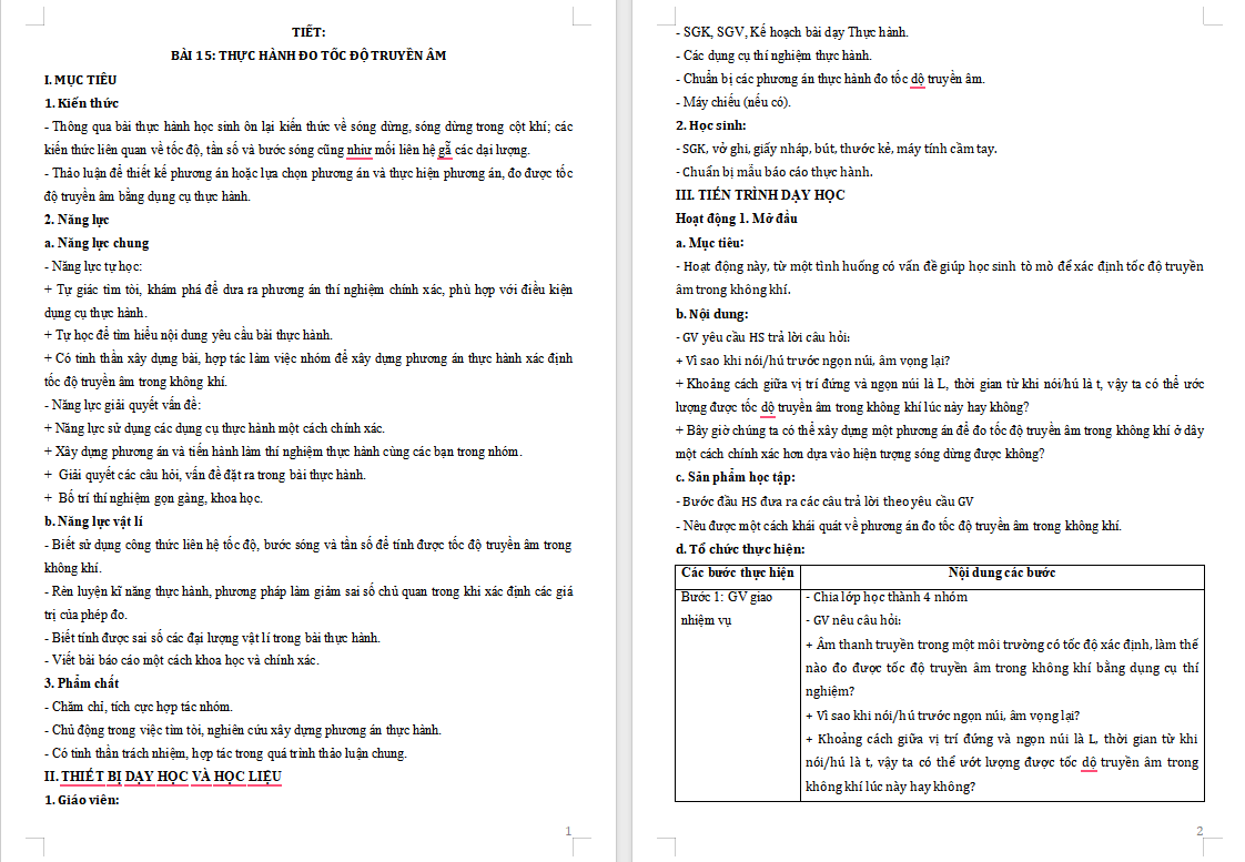 Giáo án PowerPoint Vật lí 11 Bài 15 Thực hành Đo tốc độ truyền âm