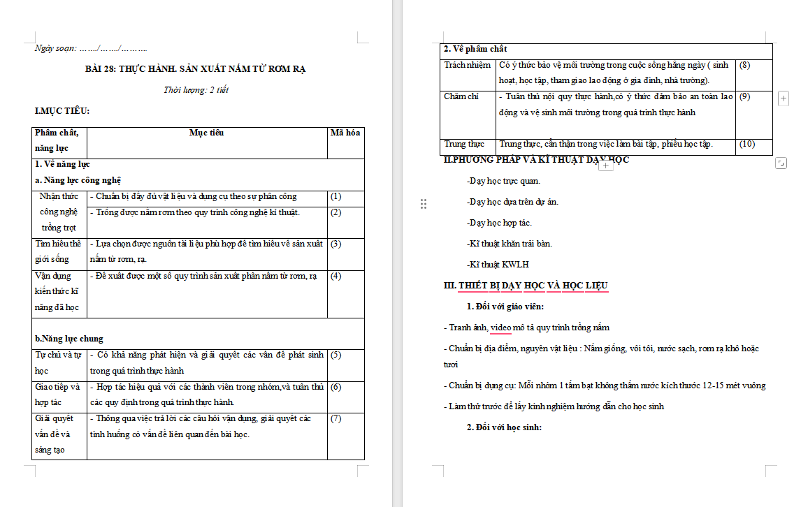 Thực hành Sử dụng rơm, dạ để trồng nấm rơm