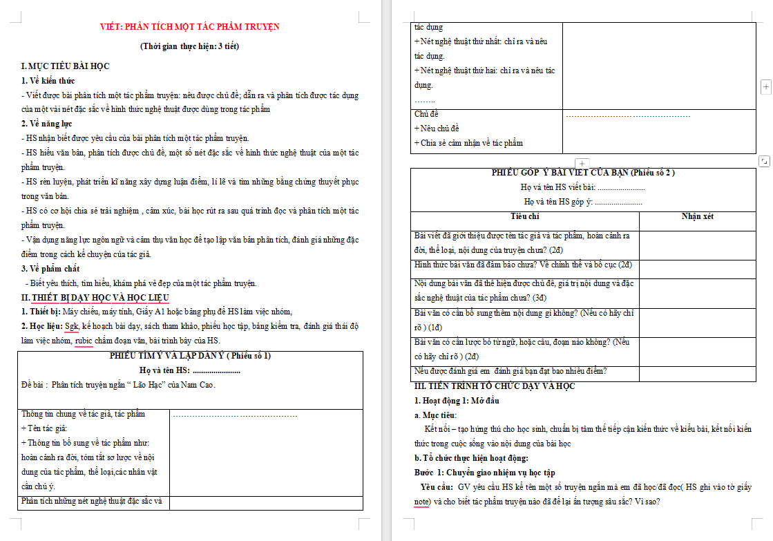 Ngữ văn 8 Bài 6: Phân tích một tác phẩm truyện