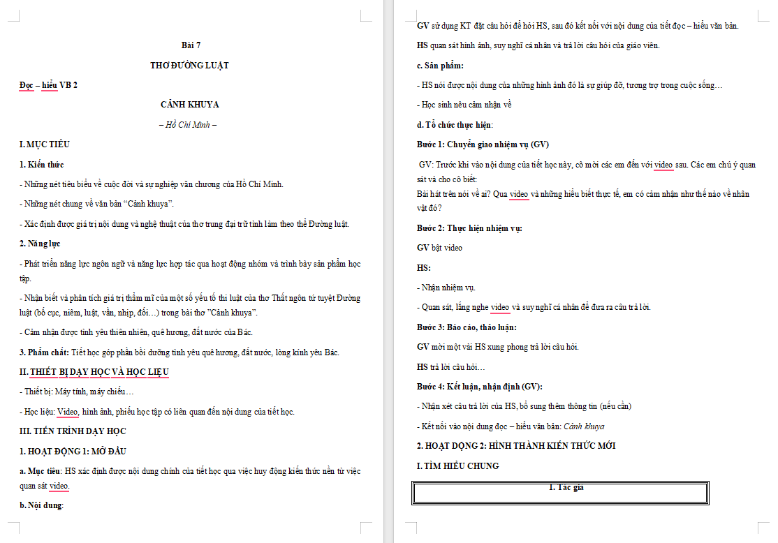 PowerPoint Ngữ văn 8 Bài 7: Cảnh khuya