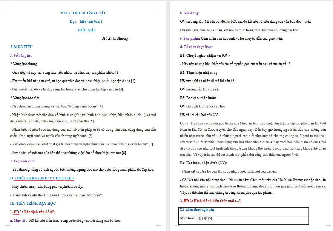 PowerPoint Ngữ văn 8 Bài 7: Mời trầu