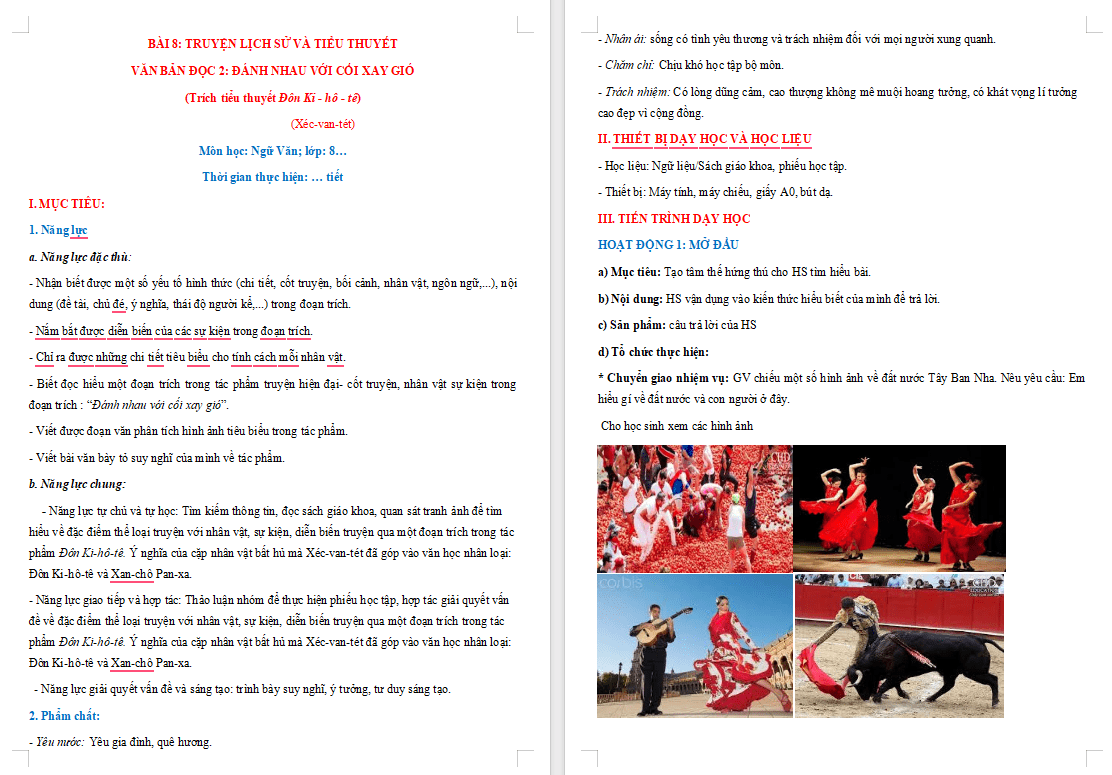 Ngữ văn 8 Bài 8: Đánh nhau với cối xay gió