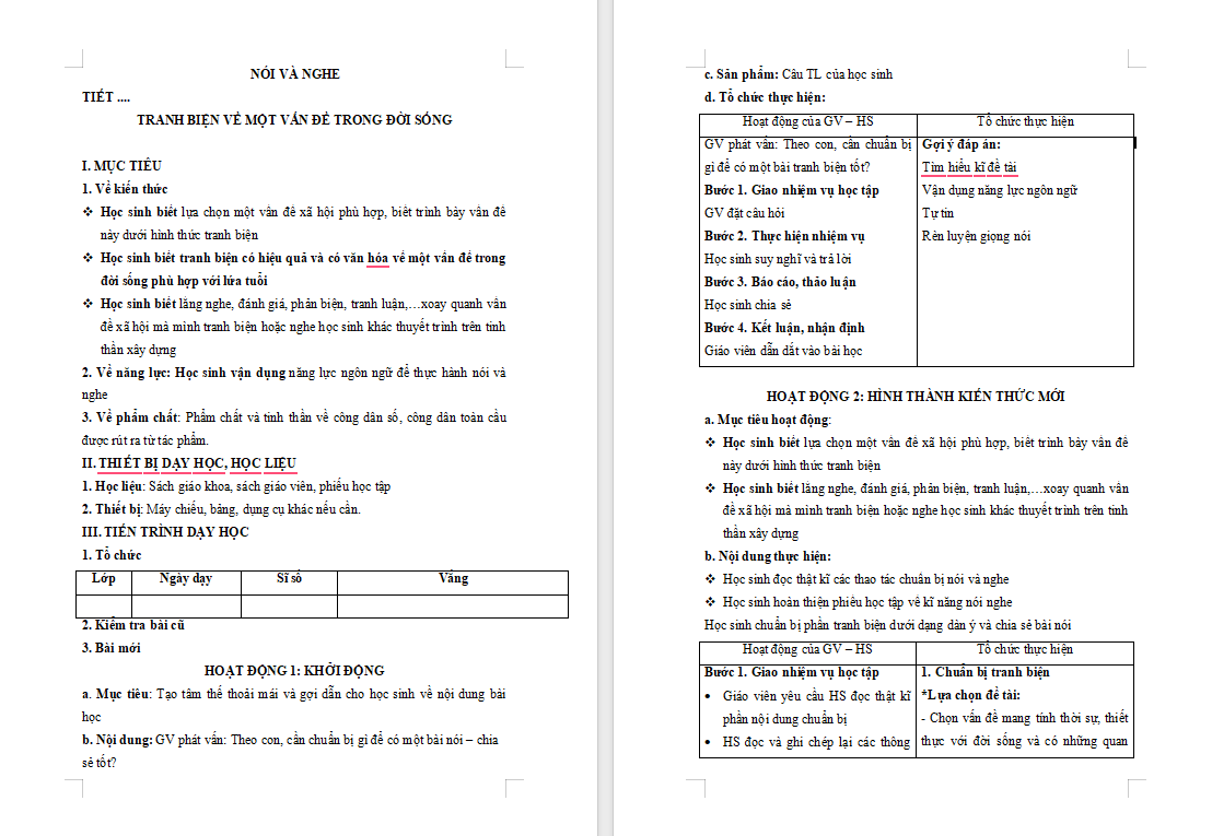 Tranh biện về một vấn đề trong đời sống