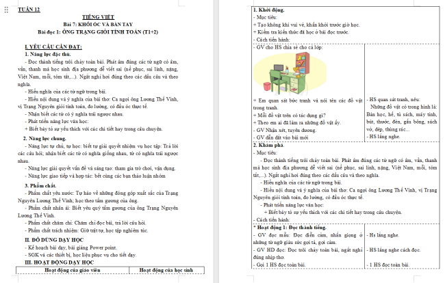 Giáo án Tiếng Việt 3 Bài 7: Ông Trạng giỏi tính toán