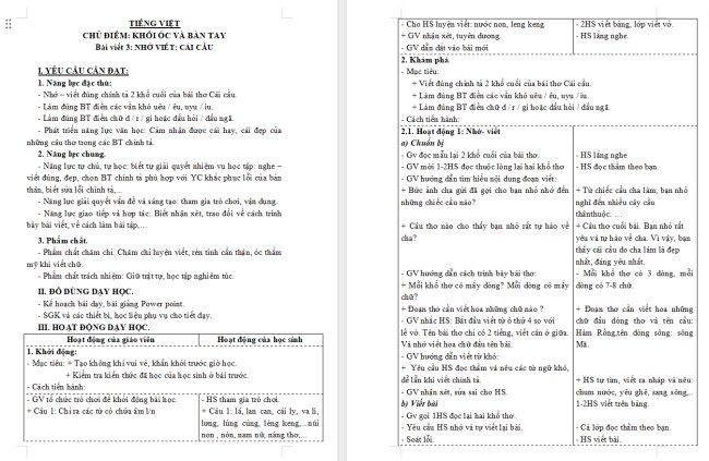 Giáo án Tiếng Việt 3 Bài 7: Nhớ - viết Cái cầu
