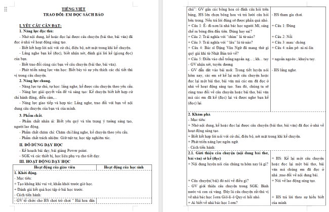 Giáo án Tiếng Việt 3 Bài 7: Trao đổi Em đọc sách báo