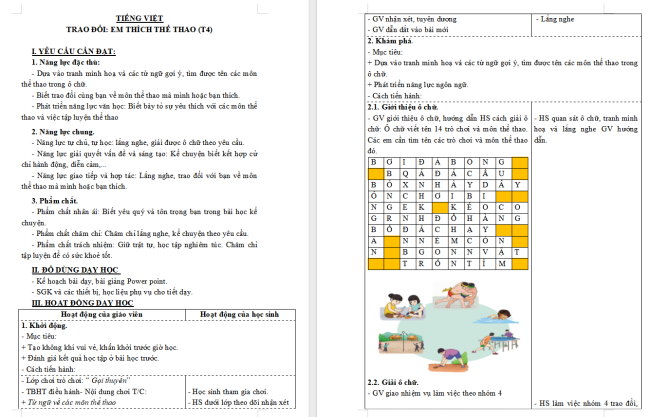 Giáo án Tiếng Việt 3 Bài 8: Trao đổi Em thích thể thao