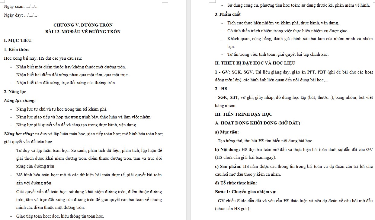 Giáo án Toán 9 Bài 13 file word