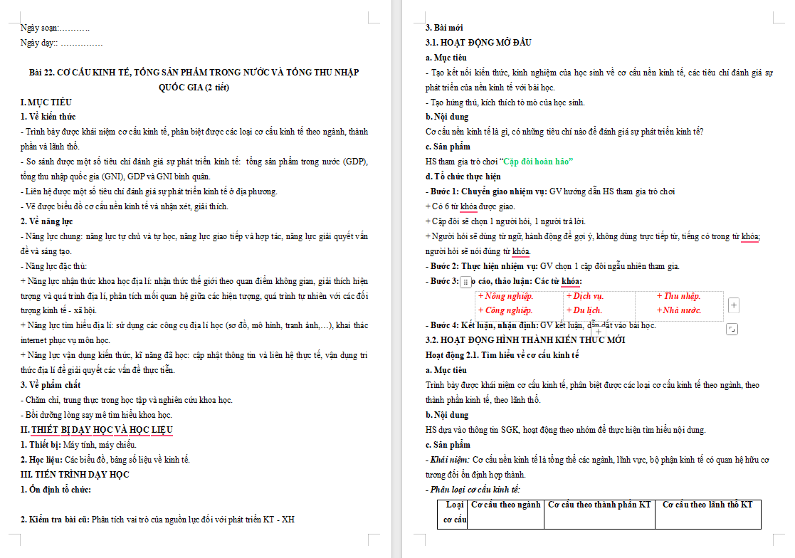 Cơ cấu kinh tế tổng sản phẩm trong nước và tổng thu nhập quốc gia