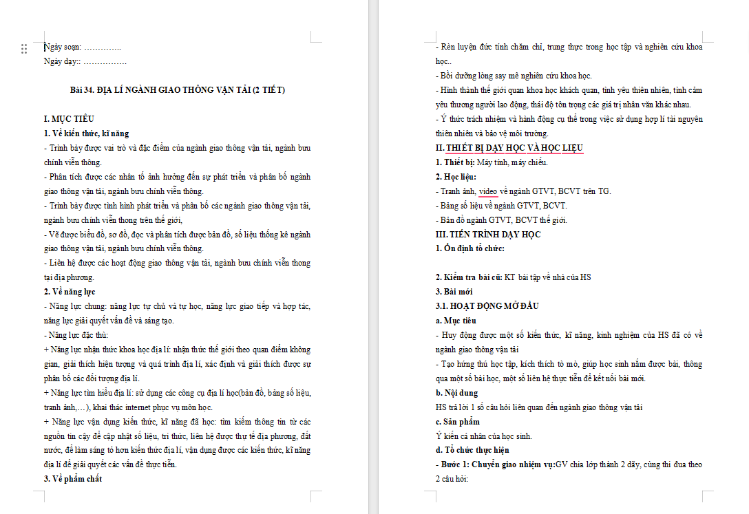 Địa lí ngành giao thông vận tải