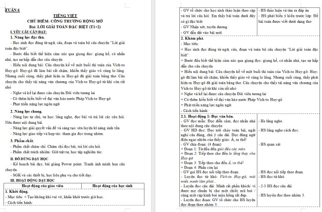 Giáo án Tiếng Việt 3 Bài 11: Lời giải toán đặc biệt