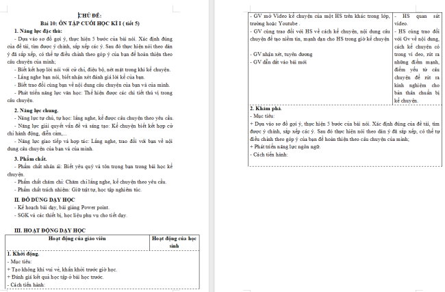 Giáo án Tiếng Việt 3 Bài 10: Ôn tập cuối học kì I (Tiết 5)