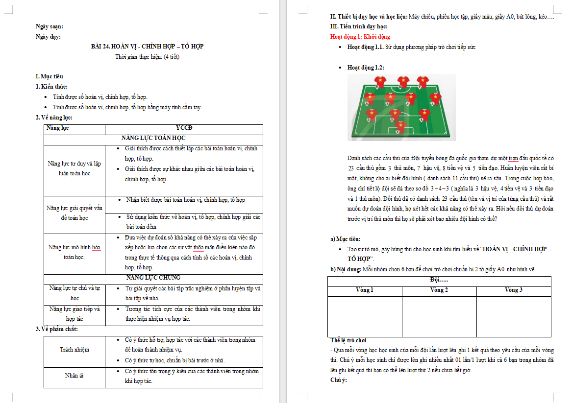 PowerPoint Toán 10 Bài 24: Hoán vị chỉnh hợp và tổ hợp