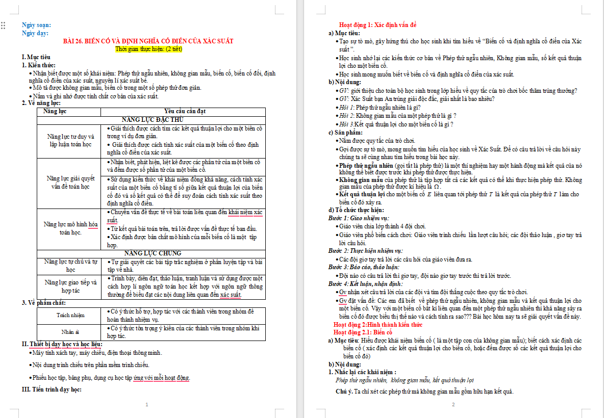 PowerPoint Toán 10 Bài 26: Biến cố và định nghĩa cổ điển của xác suất