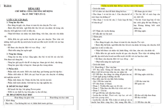 Giáo án Tiếng Việt 3 Bài 15: Thư viện