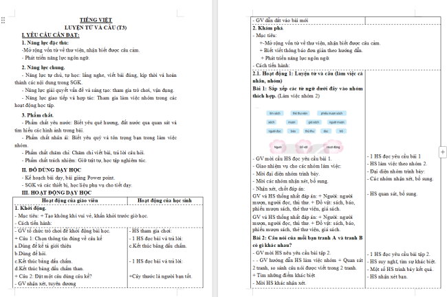 Giáo án Tiếng Việt 3 Bài 16: Mở rộng vốn từ về thư viện; Câu cảm