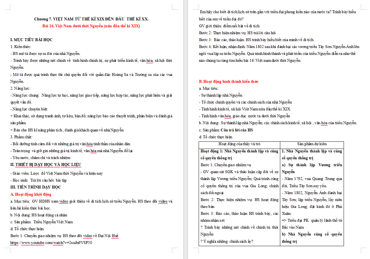 Lịch sử 8 Bài 16: Việt Nam dưới thời Nguyễn