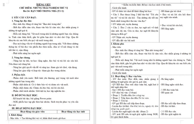 Giáo án Tiếng Việt 3 Bài 24: Bạn nhỏ trong nhà