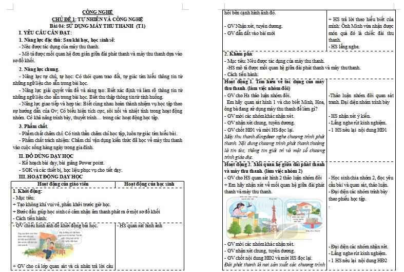 Giáo án Công nghệ 3 Bài 1: Tự nhiên và công nghệ