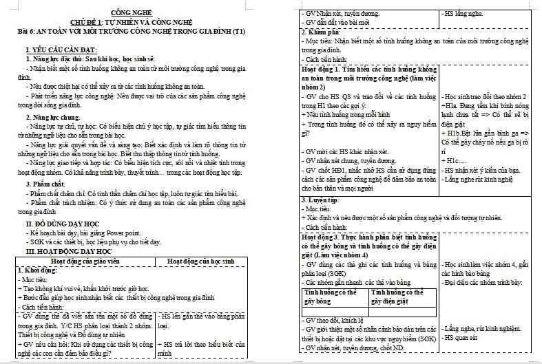 Giáo án Công nghệ 3 Bài 1: Tự nhiên và công nghệ