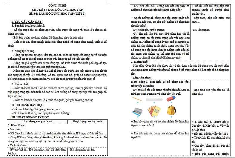 Giáo án Công nghệ 3 Bài 1: Tự nhiên và công nghệ