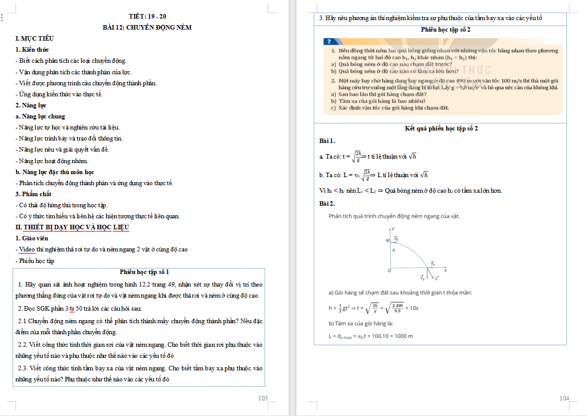  PowerPoint Vật lí 10 Bài 12: Chuyển động ném
